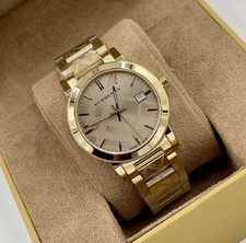 Image of BURBERRY WATCH BU9038 STAINLESS STEEL GOLD STRAP WITH GOLD DIAL THE CITY GENUINE