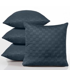 8 PACK Velvet 4 Cushion Covers & 4 Cushion Inserts 18x18 Quilted Filled Cushions