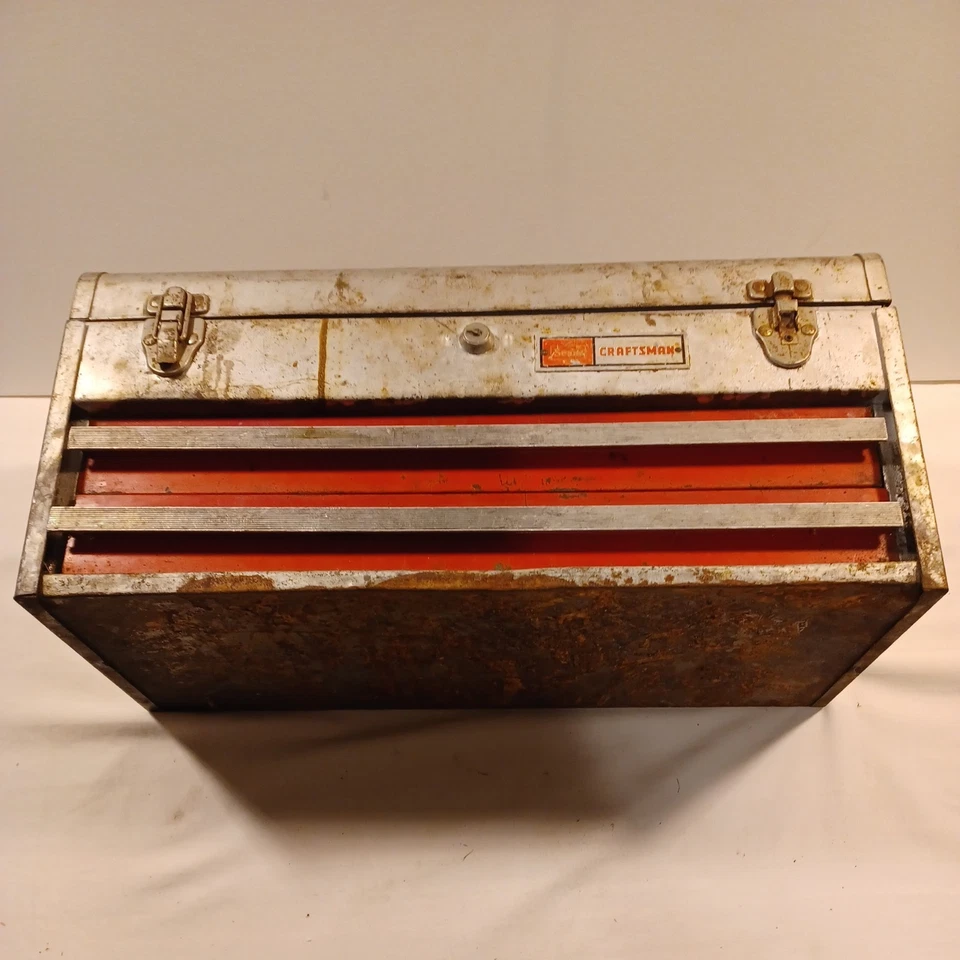 Vintage Craftsman 65336 2 Drawer Metal Tool Box no Keys - Image 2 of 4