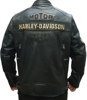 Men's Classic Harley Davidson Biker Real Leather Motorcycle Riding