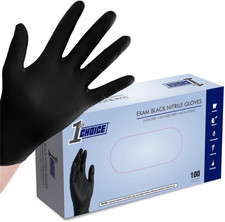 Black Nitrile Gloves Disposable Latex Free - Exam Grade Black Gloves for Cooking