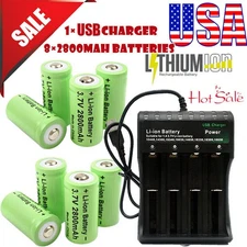 2800mAh CR123A 16340 Rechargeable Battery 3.7V Batteries for Camera Lot USA