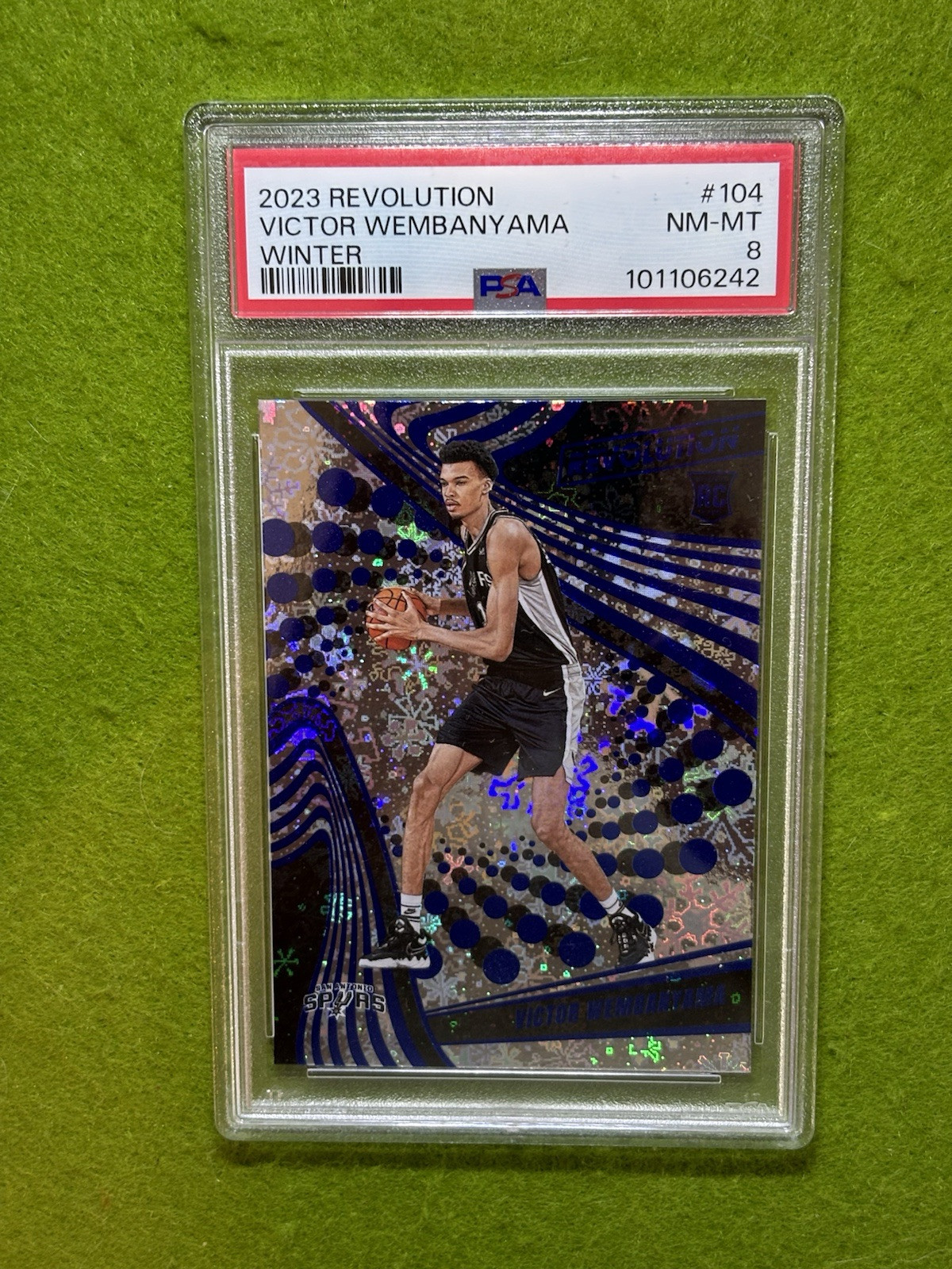 Victor Wembanyama SILVER PRIZM ROOKIE CARD WINTER SNOW 2023 Revolution RC  PSA 8 view 16