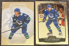 2 Brock Boeser 2022-23 OPC Platinum #108 & Credentials #87 - Vancouver Canucks