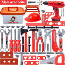 Outils Éducatifs Enfants + 3ans avec Perceuse Jouet Électrique 51pcs + boîte
