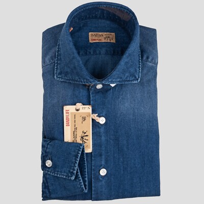 NEW BARBA NAPOLI DENIM SHIRT 100% COTTON SIZE 15.5 US 39 EU BNSS59