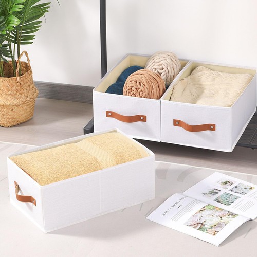 Wardrobe Storage Boxes Fabric Foldable Bins Cube Baskets With Handles Collapsibl - Picture 5 of 7