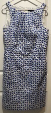 Chaps Women’s Sleeveless Blue And White Patterned Dress Size 14 New Without Tags