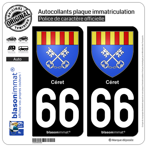 2 Stickers autocollant plaque immatriculation 66 Céret - Armoiries - Picture 9 of 9