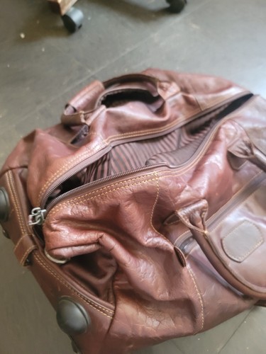 Original Jack Georges Luggage Bag Brown Buffalo Leather Adjustable Strap 22” - Picture 3 of 7