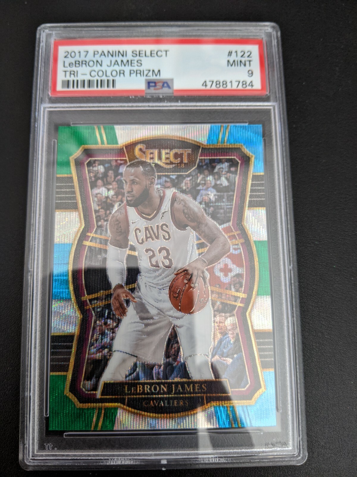 2017-18 Panini Select Lebron James Concourse Tri-Color Prizm PSA 9 GEM Mint RARE