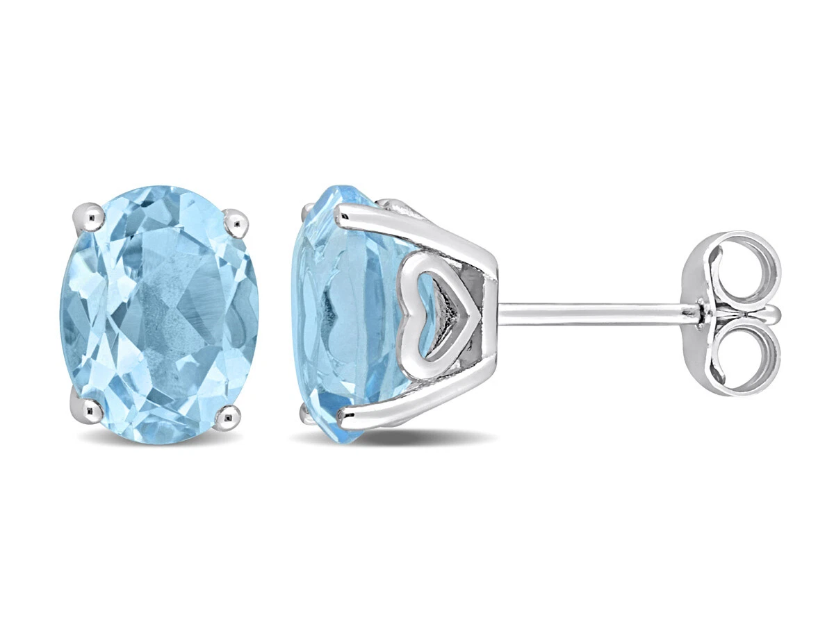 Blue topaz stud cheap earrings sterling silver