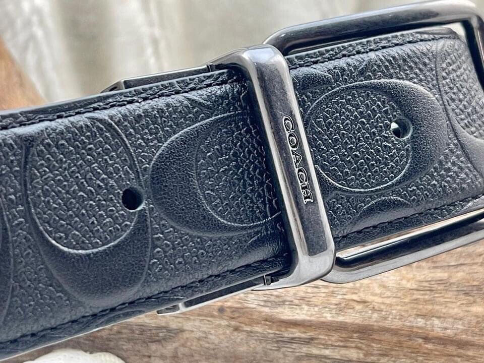 Coach Wide Harness Signature Leather Reversible Belt F55157 38mm  