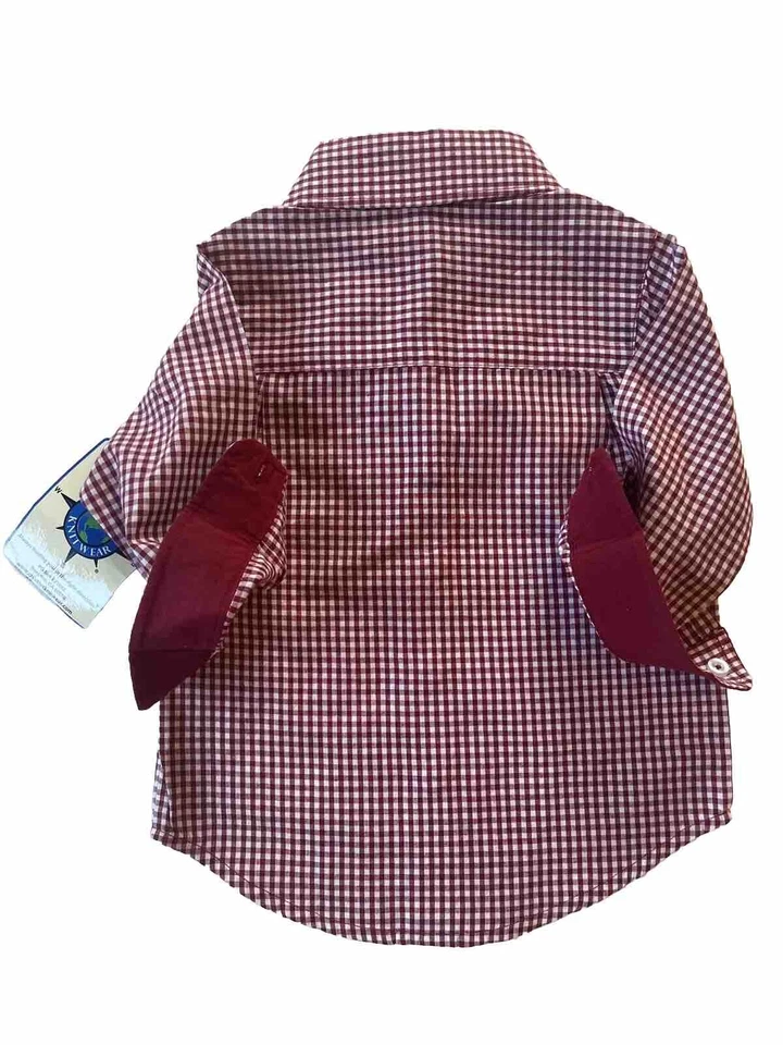 Stanford University Shirt 12 mos Infant Button Down Long Slv Top Red check logo - Image 2 of 4