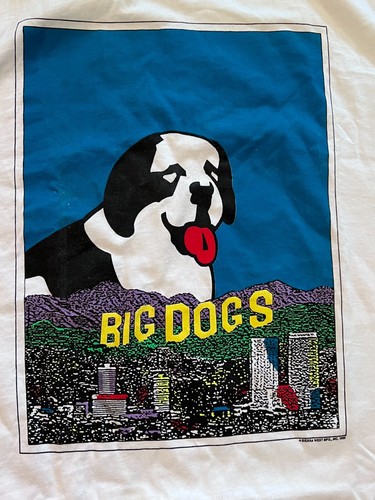VTG 80s Big Dogs Hollywood Sign Shirt Sz Medium Single Stitch Jerzees USA Sierra - Picture 3 of 10