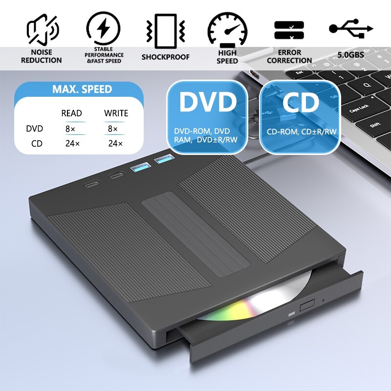 External DVD Drive for Laptop PC Portable CD DVD -/+RW Player Burner ...