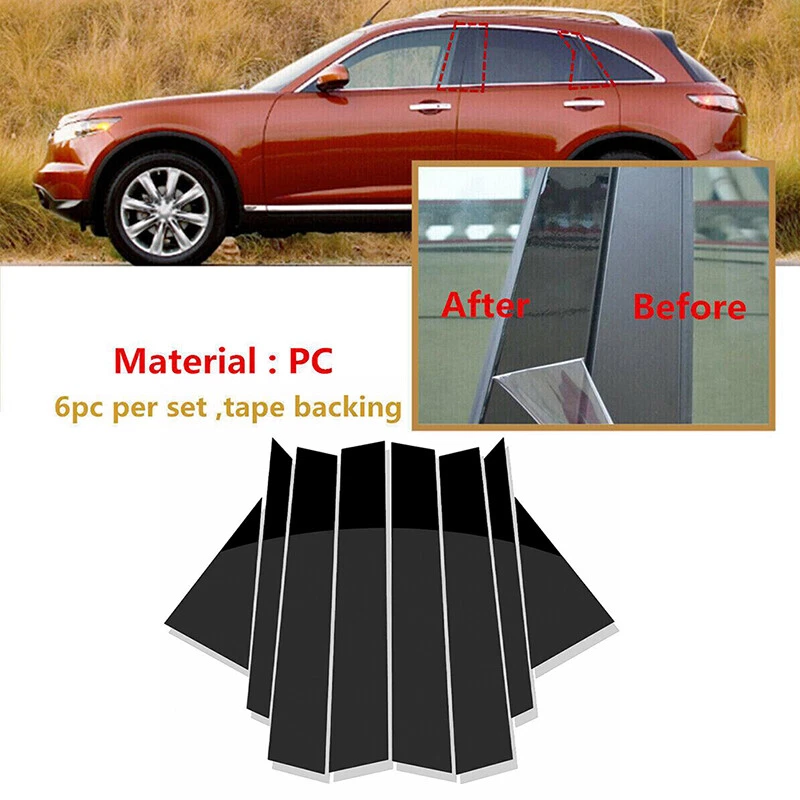 For Infiniti FX35 FX45 2003-2008 Black Pillar Posts Door Window Trim Cover Foto 2 de 4
