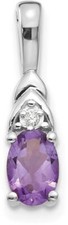 14k White Gold Amethyst Diamond Pendant XBS229