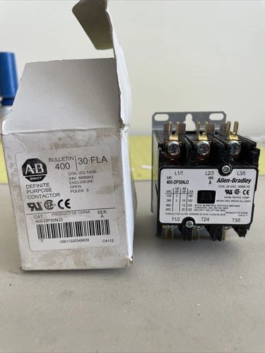 (1 Unused) Allen Bradley Definite Purpose Contactor Bulletin 400 30 FLA 24V * -