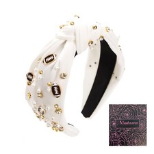 Women's Fashion Football Headband Black Red Orange Blue Pearl Rhinestone Jewe...