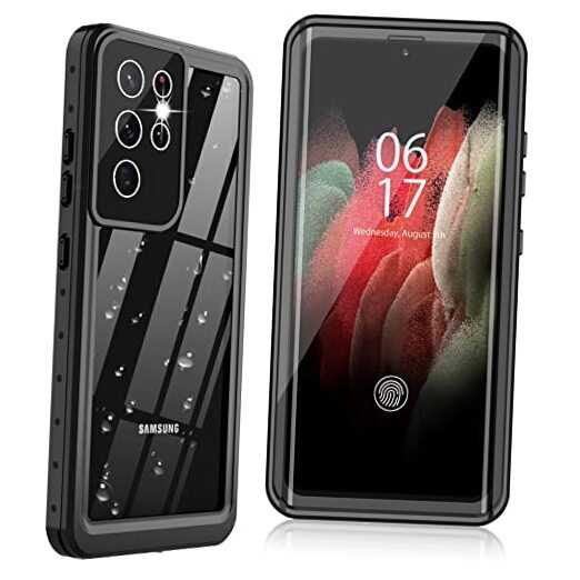 for Samsung Galaxy S21 Ultra Case,S21 Ultra Waterproof Case with Built Black