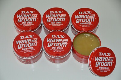 6 x DAX WAX  WAVE and GROOM Hair Dress For Maximum Hold , Light Shine - ROT