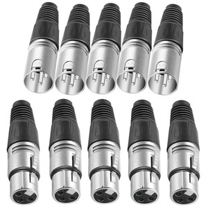 Xlr de 3 Pinos Solda Tipo Plug Conector De Cabo De áudio 5 Macho E 5 Fêmea | eBay