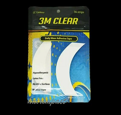 3M 1522 Clear.Daily Wear Adhesive Tape 'CC' Contour Tape 36 strips Medical,NEW !
