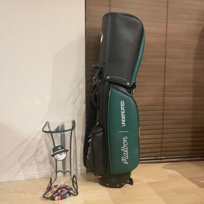 MALBON x UNDEFEATED マルボン キャディバッグ ゴルフバッグ緑 Malbon UNDEFEATED Golf Caddy Bag Green Black Includes 2 hood