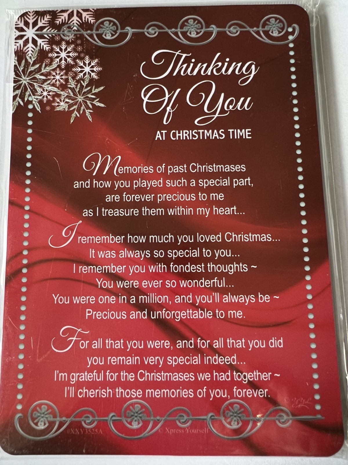 Thinking Of You At Christmas Graveside Memorial Verse Keepsake