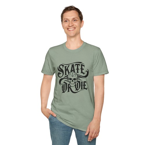Skate or Die Skull Tee Unisex Adult T-Shirt Tattoo Design Skateboarding Graffiti - Picture 19 of 37