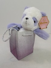 F A O Schwarz Sparklers 9" BEAR Plush Toy with Bag Purple  White with Tags 325