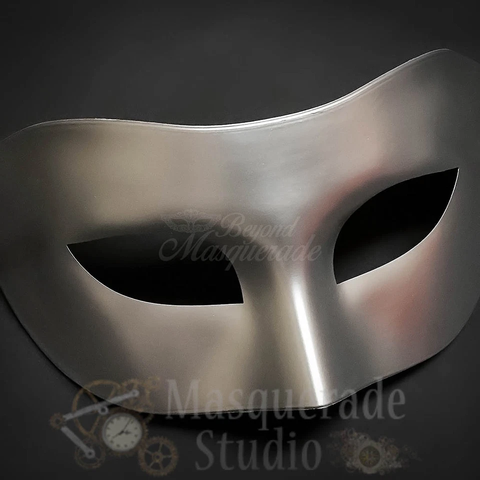 Mens Eye Mask Phantom of the Opera Venetian Minimalist Masquerade Mask [Silver] - Image 4 of 4