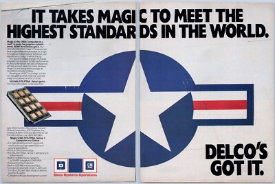 1986 GM Declo Defense Systems Aviation Ad Magic V 1750A Computer Card Chips