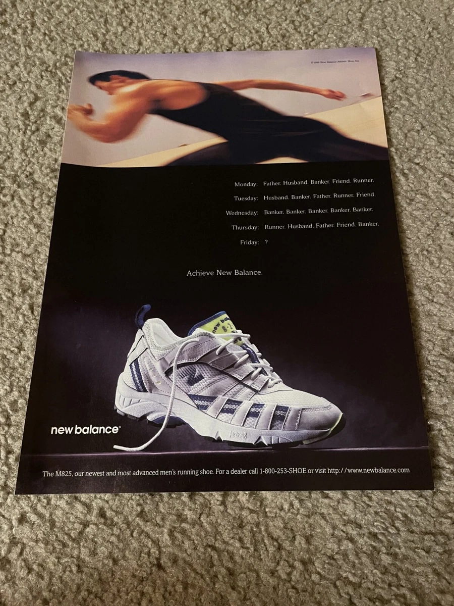 1996 NEW BALANCE 825 M825 Running Shoes Poster Print Ad