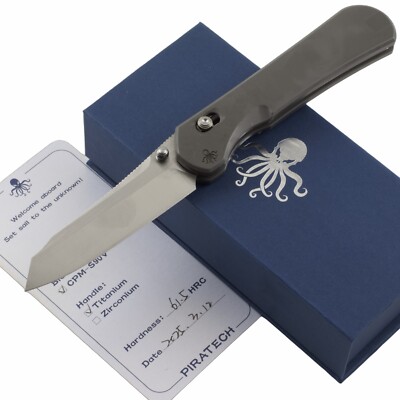 Piratech Knives Kraken Crossbar Lock Folding Pocket Knife Titanium Handle