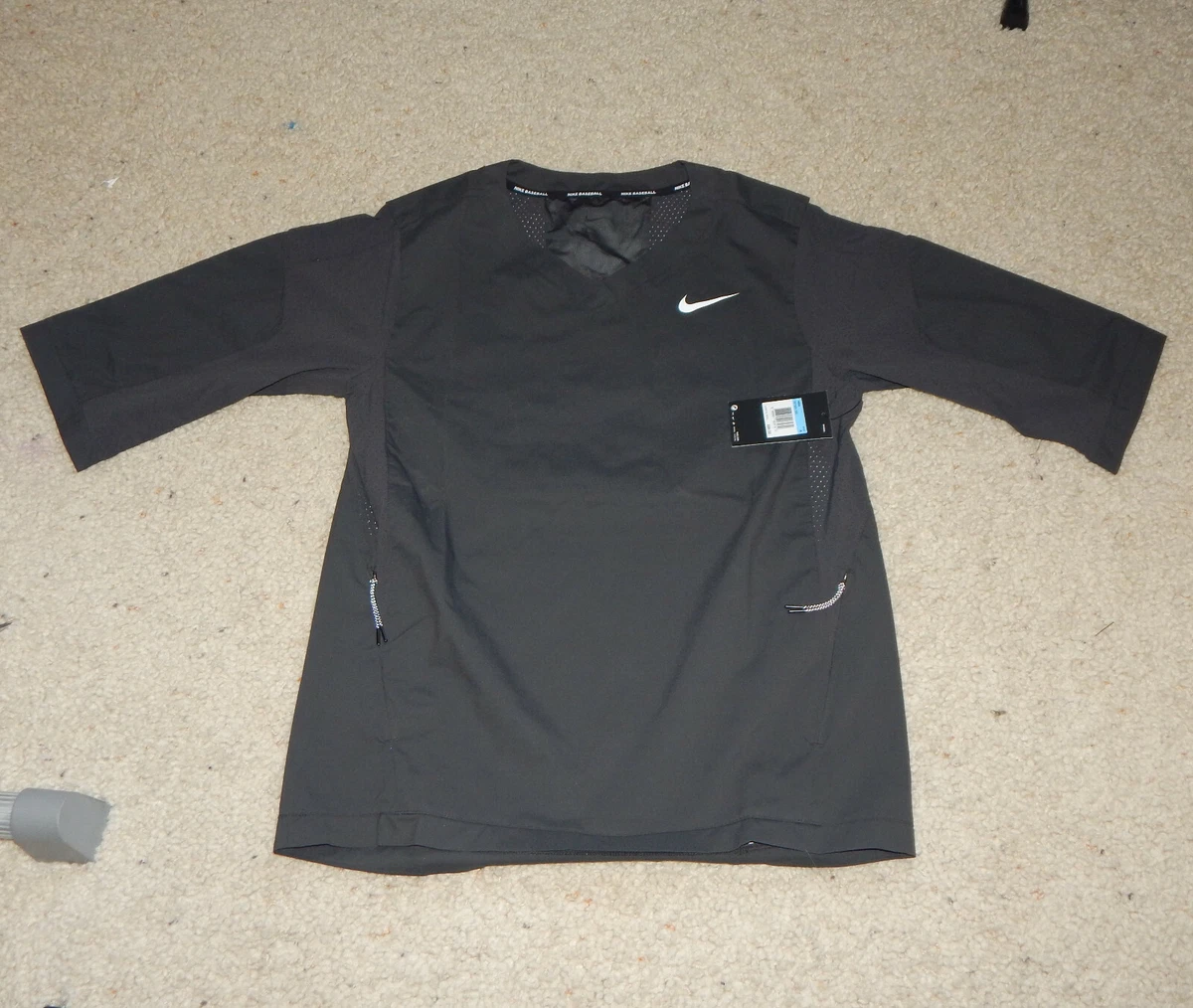 Nike Hot Baseball Jacket Short Sleeve Pullover Size M or L 897383-060 Top  Grey