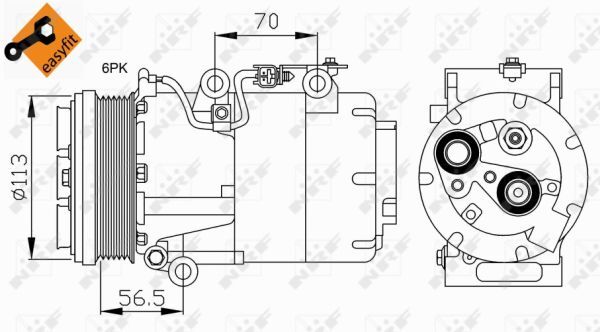COMPRESOR, AIRE ACONDICIONADO NRF 32722 PARA FORD