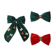 3Pcs Christmas Hair Bows for Women  Christmas Red Green Velvet Bows Hair Cli...