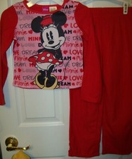 Minnie Mouse Flame Resist 2 Piece Pajama PJ Flannel Set Girls Size 6 / 6X NEW