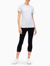 Calvin Klein Top Performance Tee Shirt Emblem Logo Women Blue Sz S NEW NWT AM12