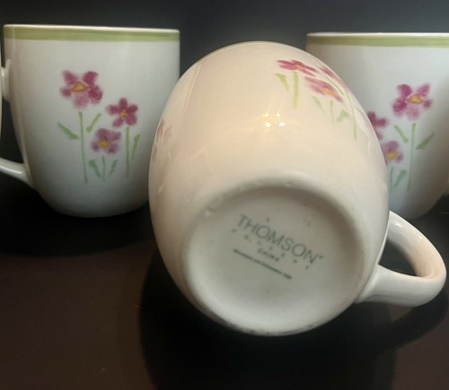 Thomson Pottery Coffee Cups Floral Thompson Set Of 5 (A17) - Picture 6 of 6
