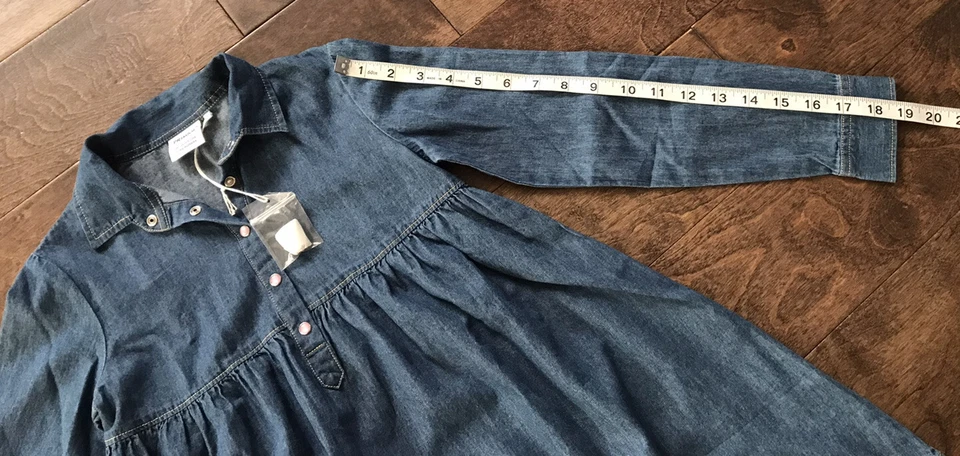 Vestido vaquero Primigi para niñas azul manga larga rosa cierre a presión talla 8/130 cm Foto 4 de 4