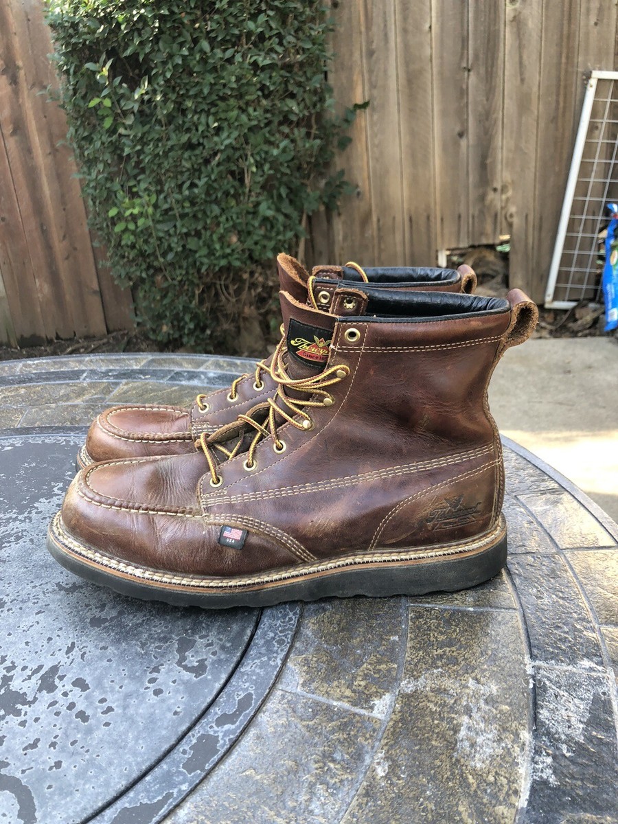 VTG Thorogood Men's Brown Leather Moc Toe Boots Sz13D Made in USA