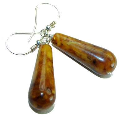 Golden Drops Baltic Polish Amber   .925 Sterling Silver earrings