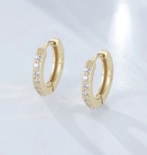 Gold Huggies Hoop Earrings Gold Plated S925 Silver Best Gift Daughter Women Girl