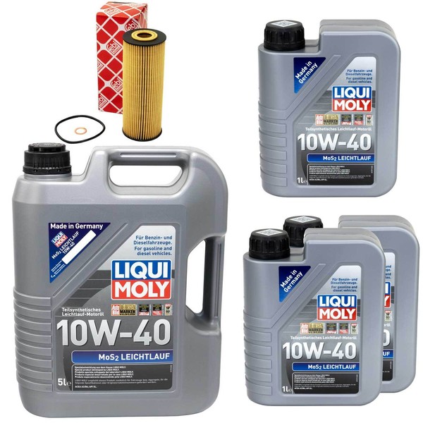 MotoröL Set Leichtlauf 10W-40 Liqui Moly 8 Liter + ÖLfilter FüR Ssangyong Musso-image