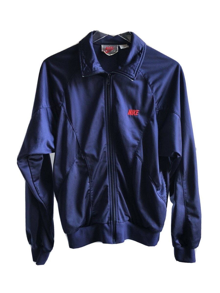 Vtg 90s Nike Track Jacket Sz Small Blue Zip Outlined Logo