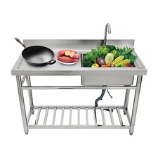 Commercial Kitchen Prep Utility Sink Stainless Steel Sink 1 Compartment Dishsink