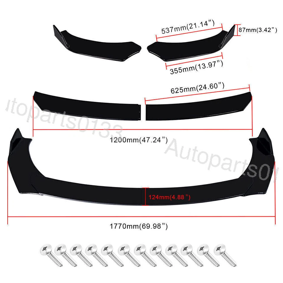 For Buick Lacrosse Front Bumper Lip 86" Side Skirt Rear Bumper Gloss Black Foto 2 de 4